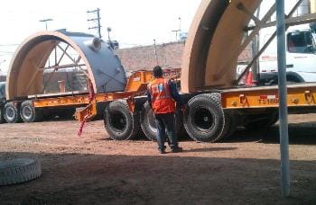 Transporting industrial water tanks for coating