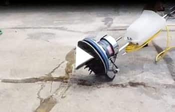 Watch video of rotary steel blades testing concrete patch repair