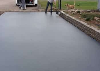 Concrete patio with protective coating