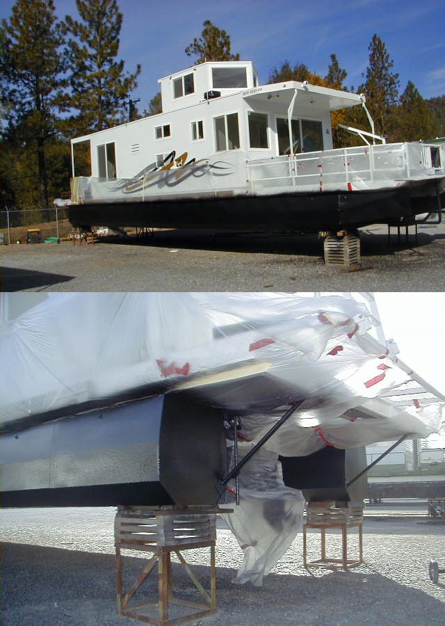 Pontoon coating for houseboat