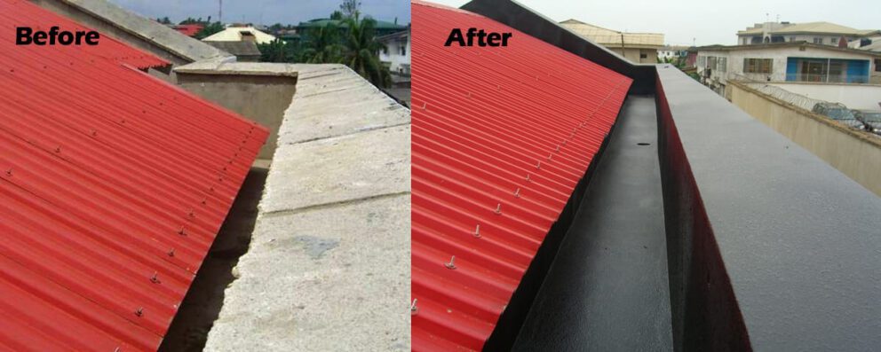 Coated Roof Gutter Before After ArmorThane
