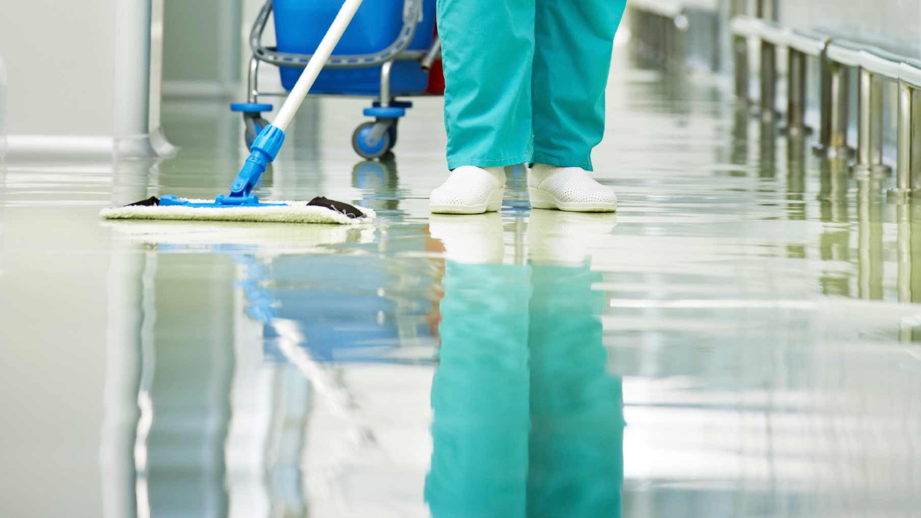 cleaning hospital floor