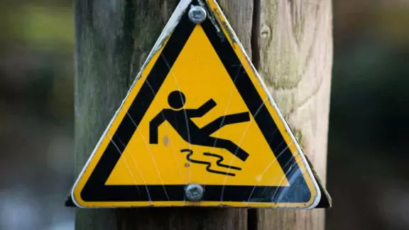 Slippery surface warning sign