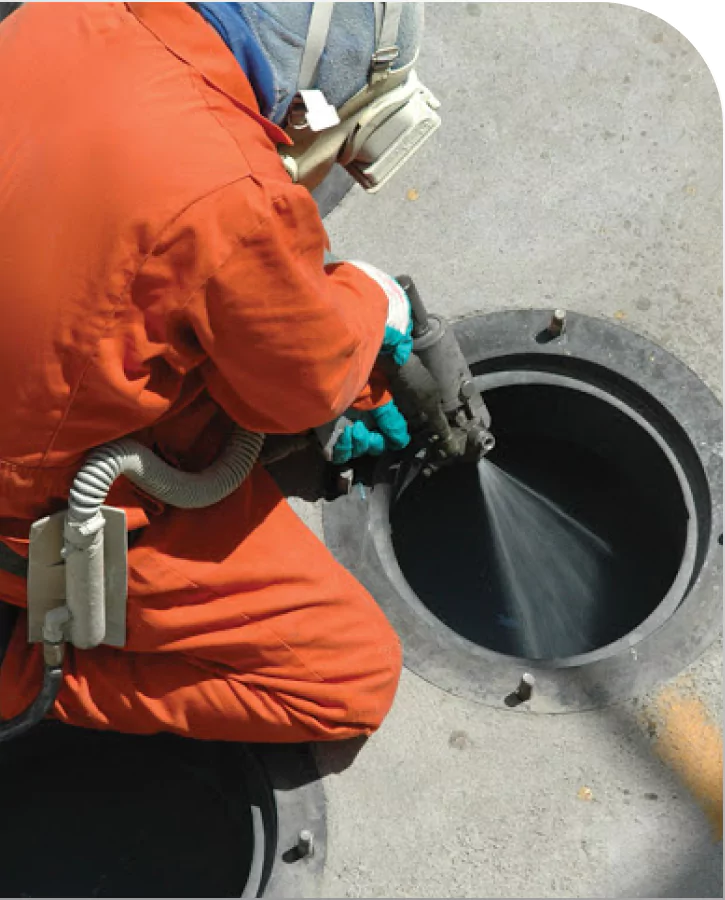 polyurea protective coating in a tank