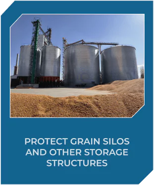 Grain silos with protective coating