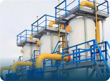 Manufacturing facility with tanks and piping