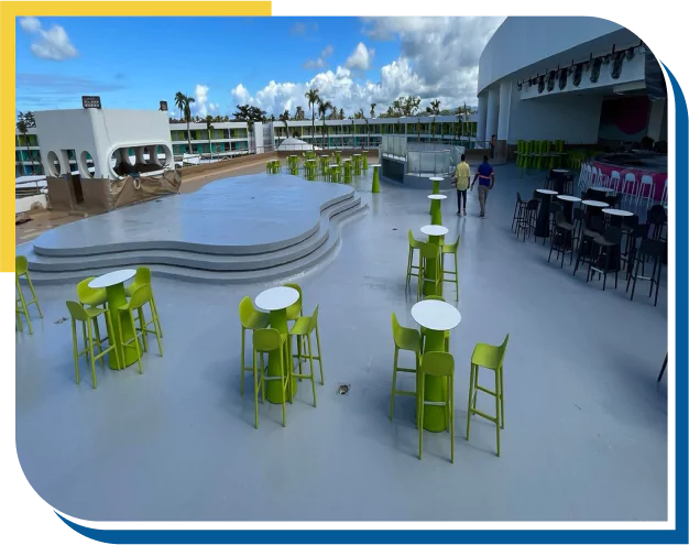 Spacious outdoor polyurea waterproofing coatings