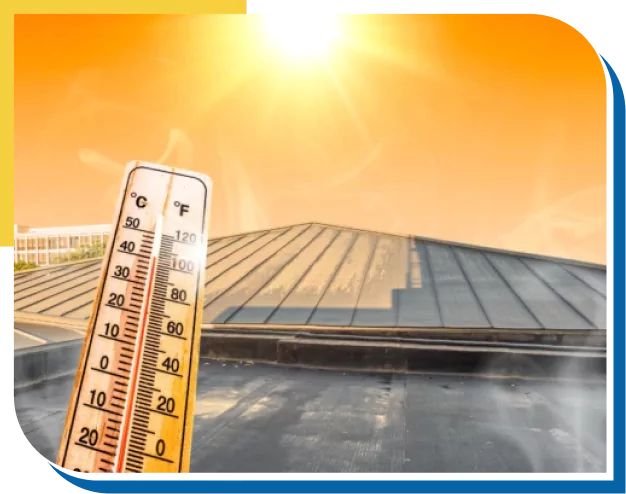 Rooftop exposed to intense sunlight and heat