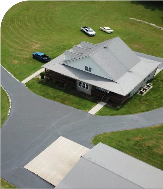 Driveway Coatings Home with Metal Roof