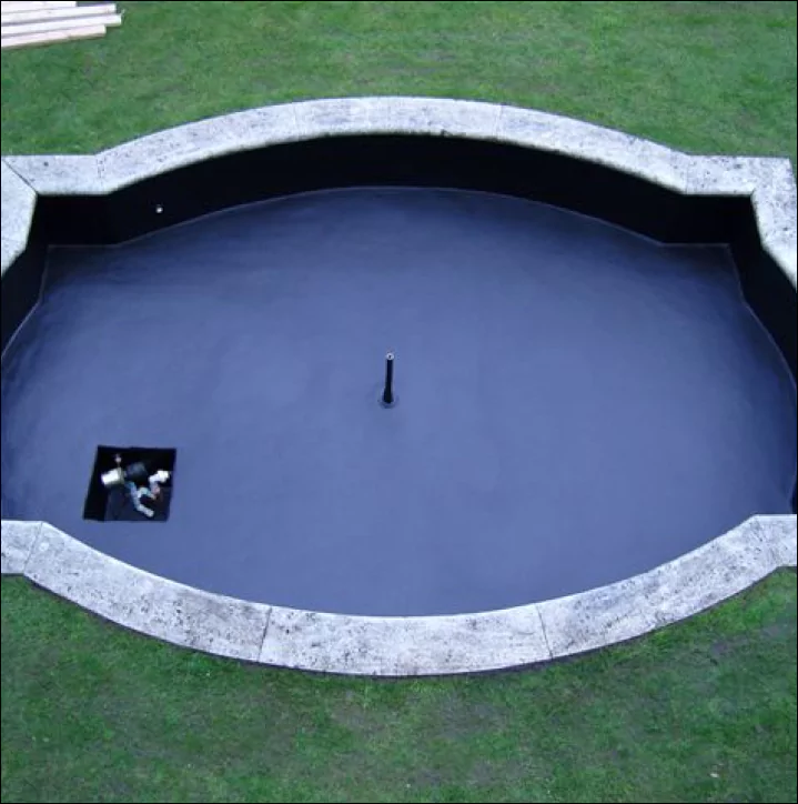 Waterproof pond with protective coating
