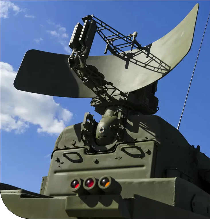 Radar system mounted on a military vehicle