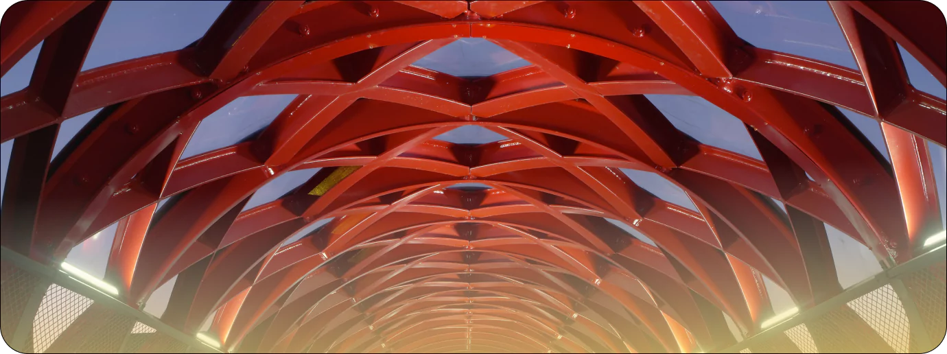 Modern Architectural Red Steel Bridge