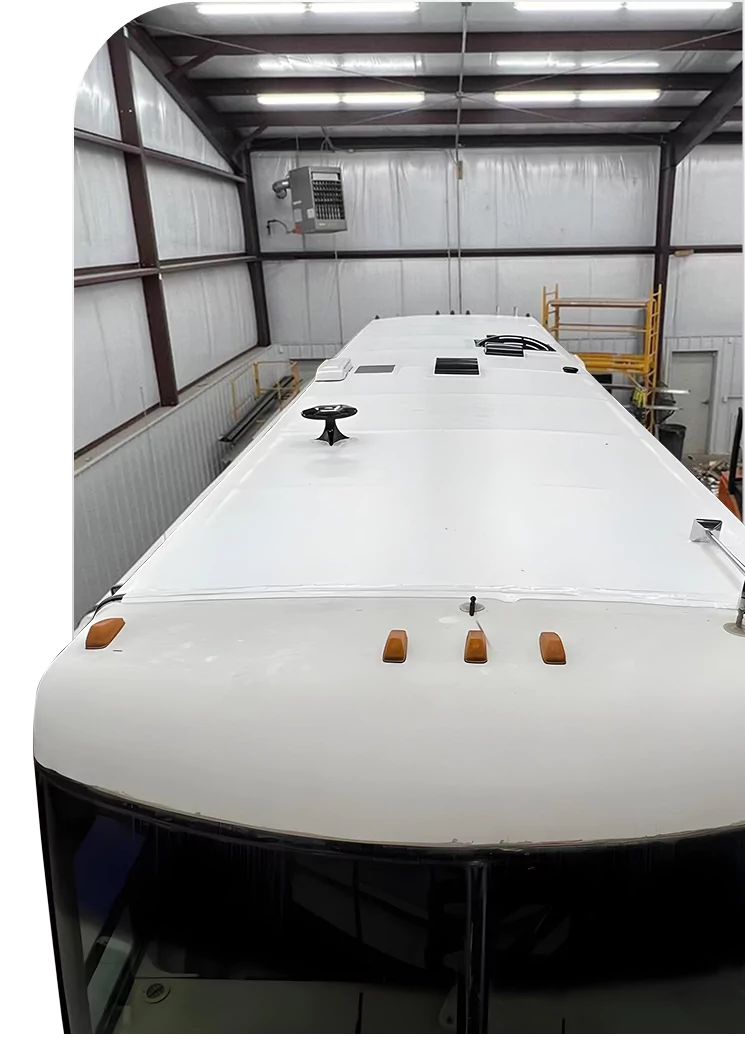 RV roof with new polyurea waterproof coating