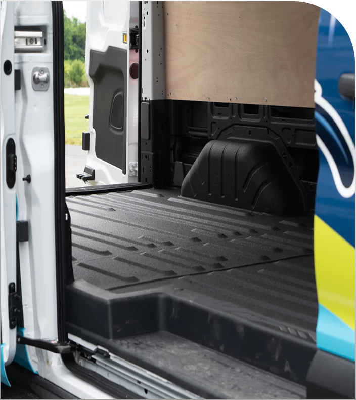 Cargo van floor with protective liner