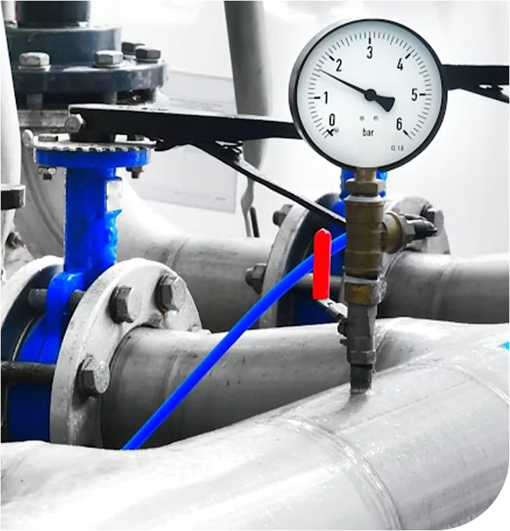 Industrial Pressure Gauge Monitoring Pipeline