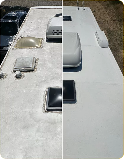 RV Roof Before and After Polyurea Coating